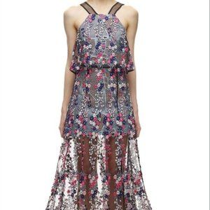 Authentic Self-Portrait Floral Vine Midi Dress, 4